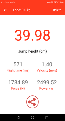 MyJump 2 Jump Height Result