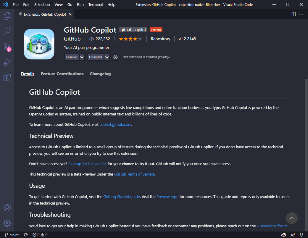 GitHub Copilot Extension VSCode