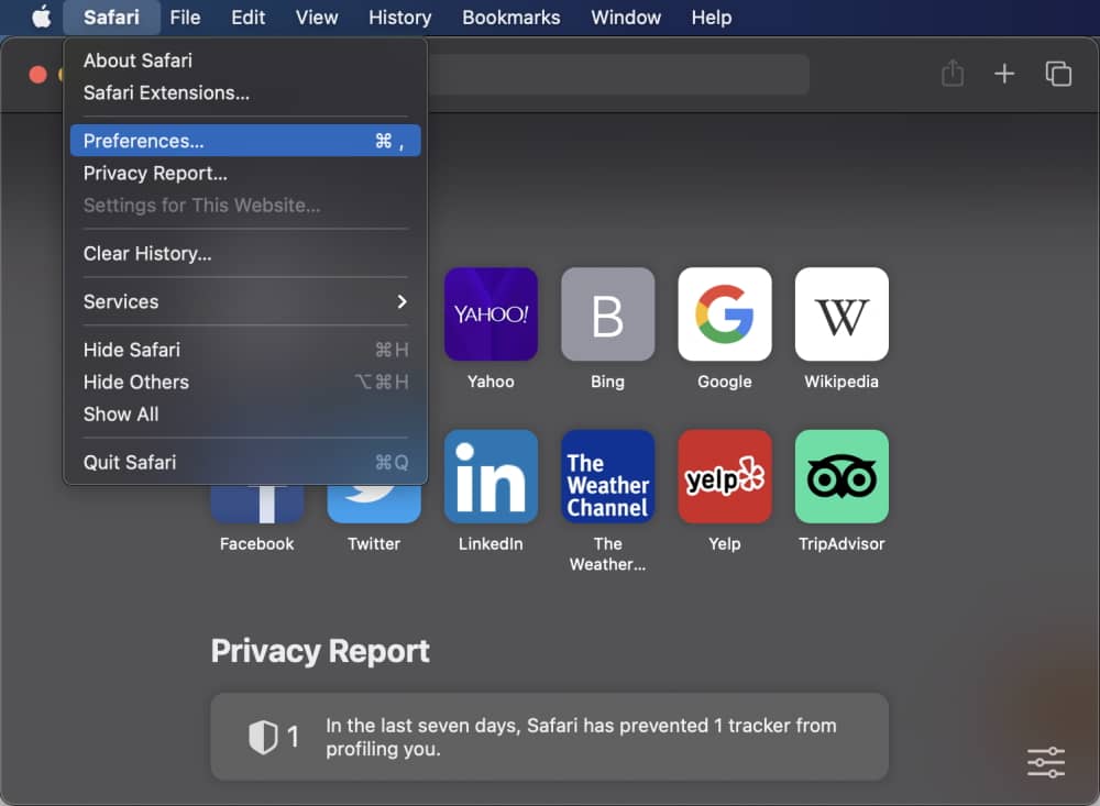 Preferences MacOS Safari