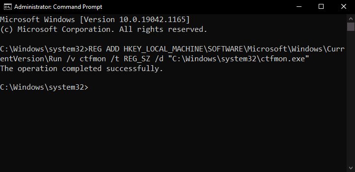 Add Registry Key ctfmon