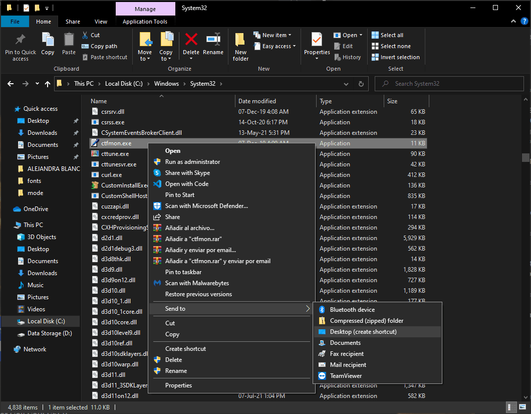 Send Shortcut Desktop