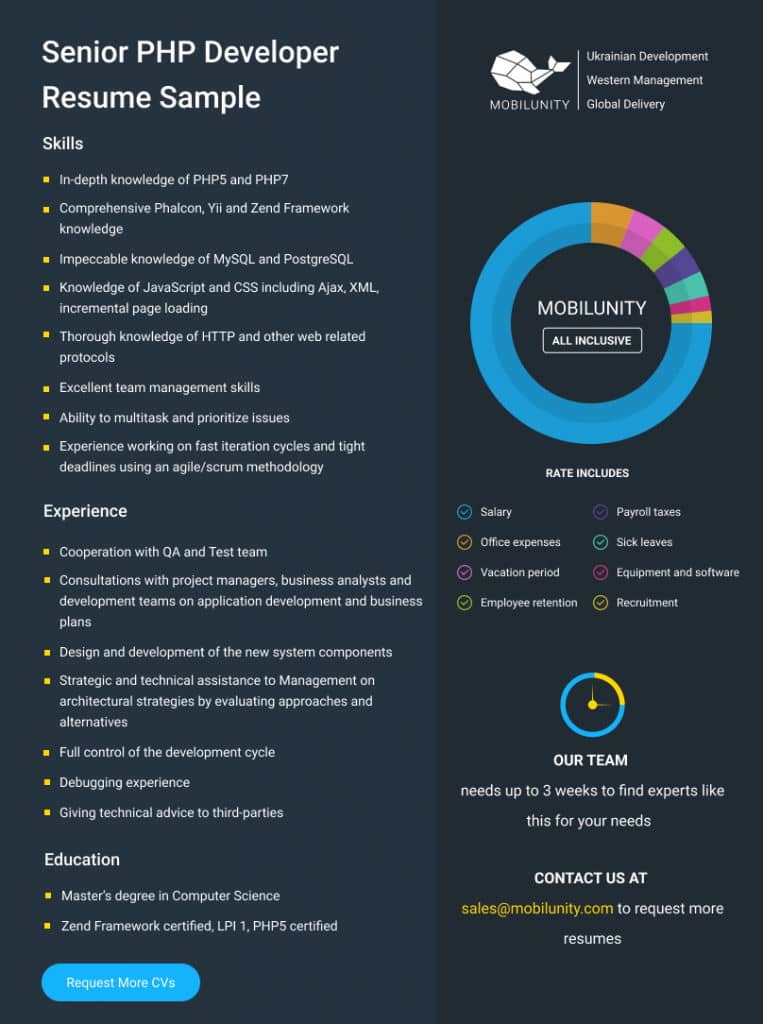 Senior Developer PHP Resume