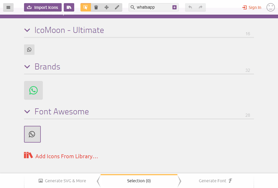 IcoMoon Select Icons