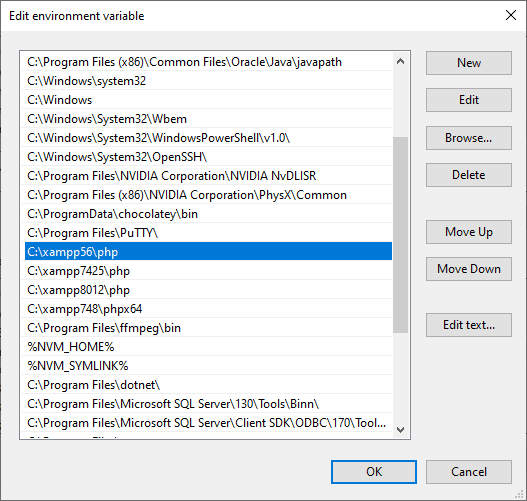 PHP Order in Path Windows