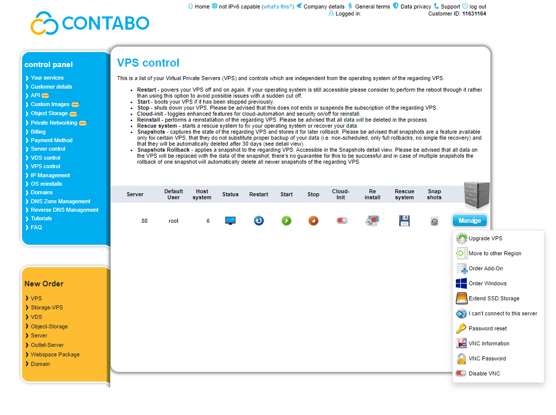 Contabo Admin Panel