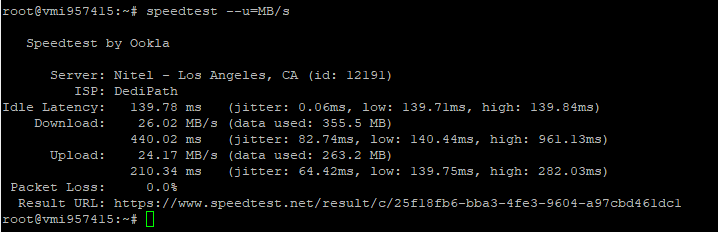 Speed Test Result VPS Contabo