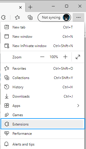 Extensions Menu Edge