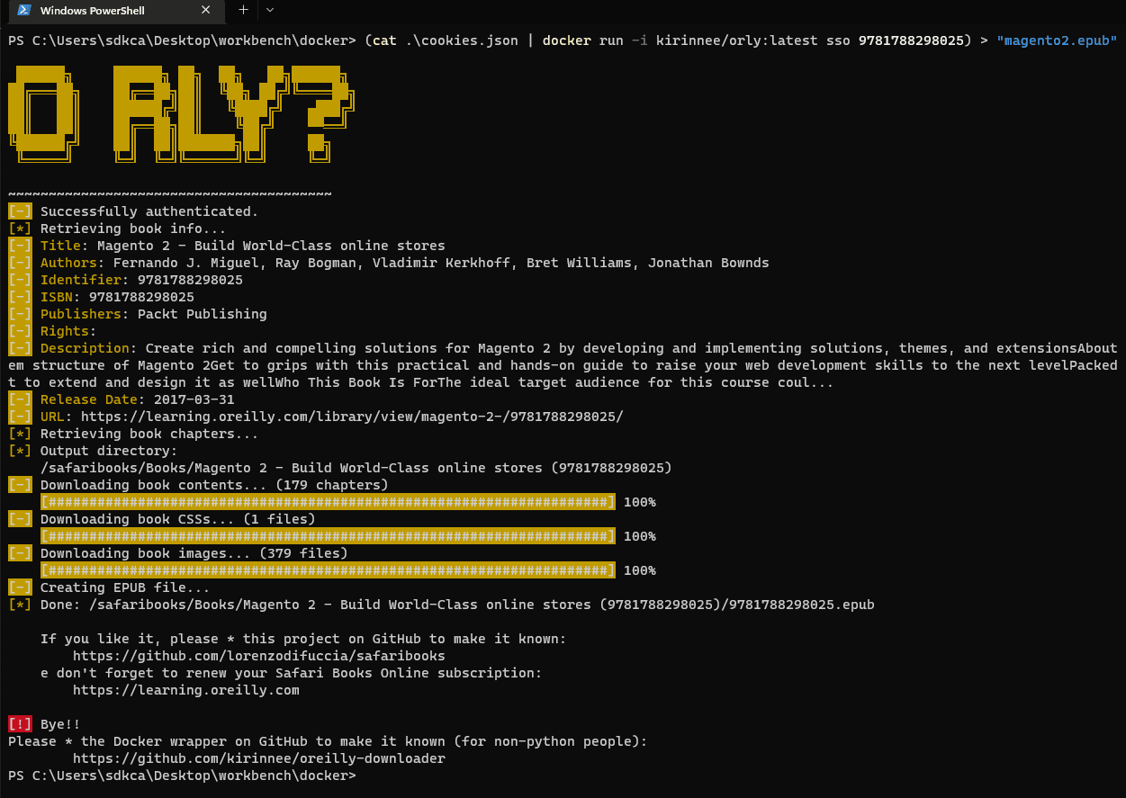 Download O'Reilly Book Docker CLI