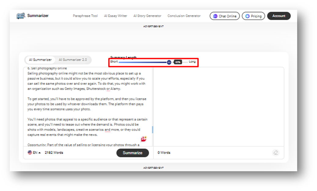 Adjust summary