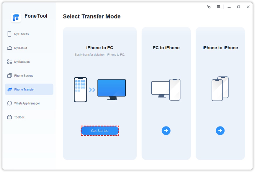 Choose Iphone to PC Transfer