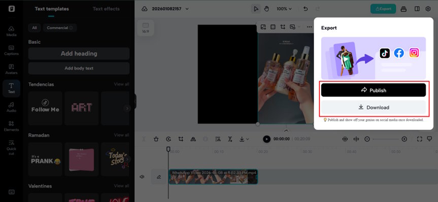 Pippit AI Customize Export and Share