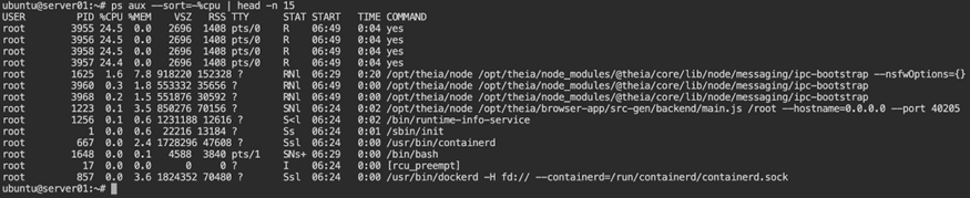 Sort by CPU Usage