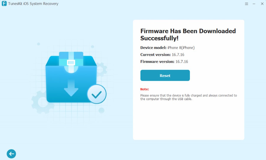 Firmware downloaded succesfully