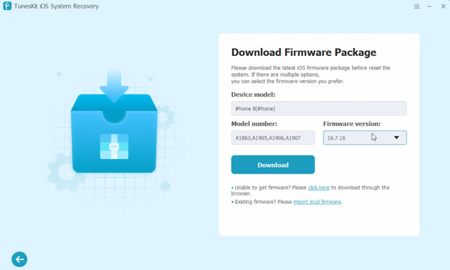 Confirm Firmware Package Download