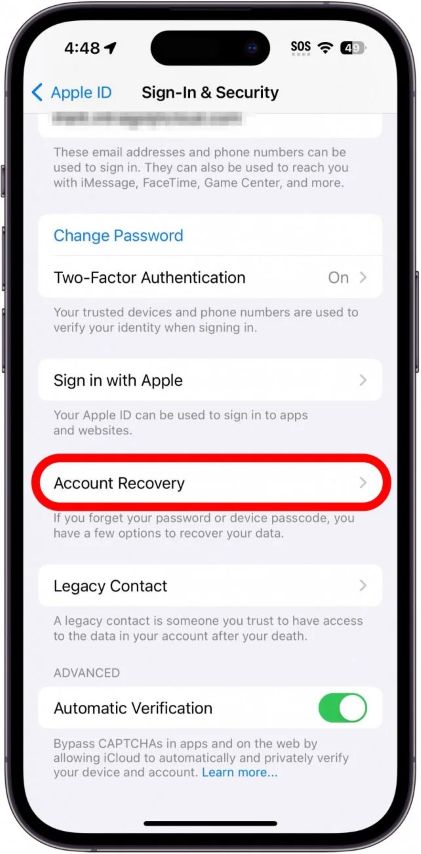 Recovery Page