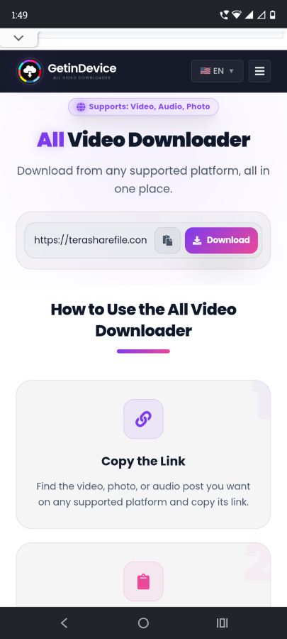 Paste into downloader