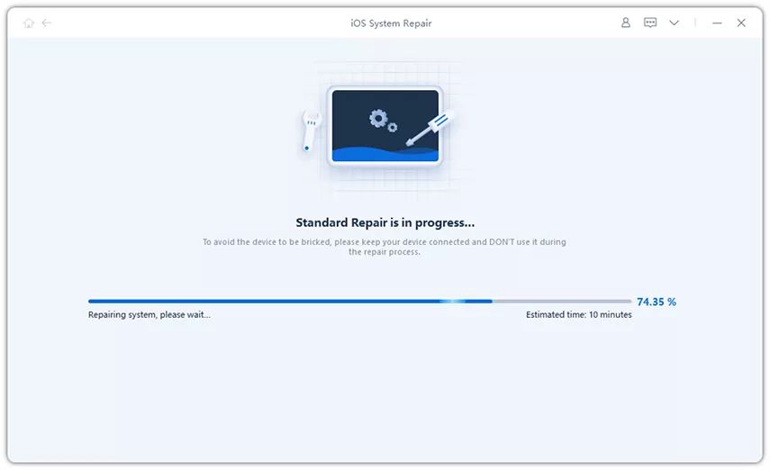 Start Standard Repair screen 