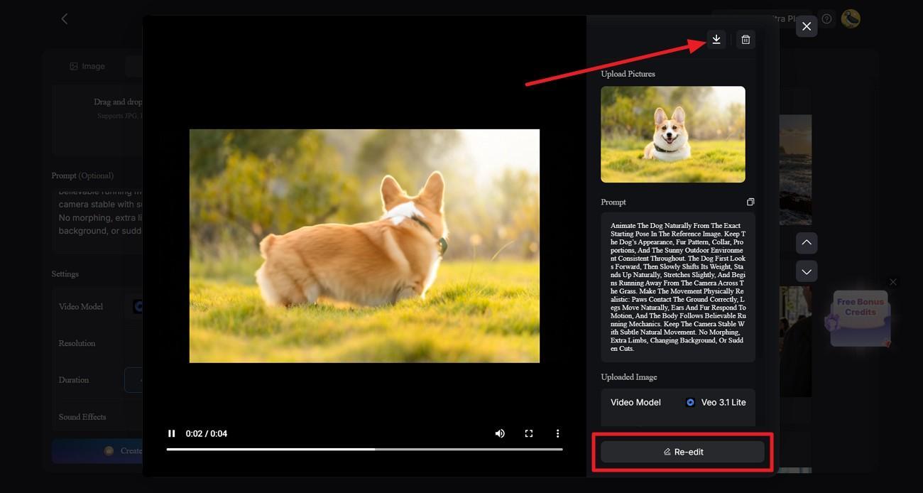 Export finished video