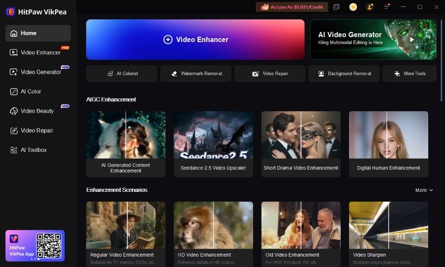 HitPaw VikPea AI video enhancement software