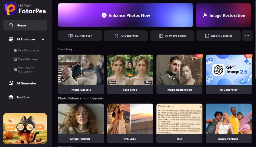 Improve photo composition with HitPaw FotorPea AI Recompose feature