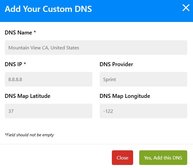 Add Your Custom DNS