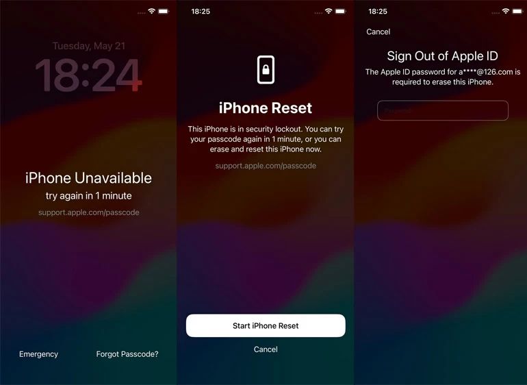 Erase iPhone Duo from the Security Lockout screen