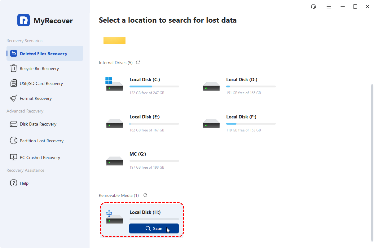 Select and scan SD Card